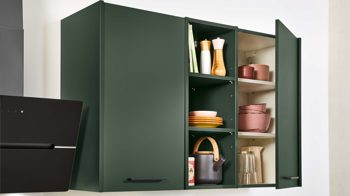 Einbauküche Express küchen aus Holz in Dunkelgrün EXPRESS KÜCHEN Einbauküche Clean mit Elektrogeräten Dunkelgrün - zweiteilig