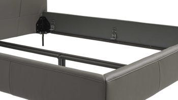 Bettgestell Interliving aus Leder in Grau Interliving Bettensystem Serie 1416 - Polsterbettgestell graues Leder Torro - Liegefläche ca. 180 x 200 cm