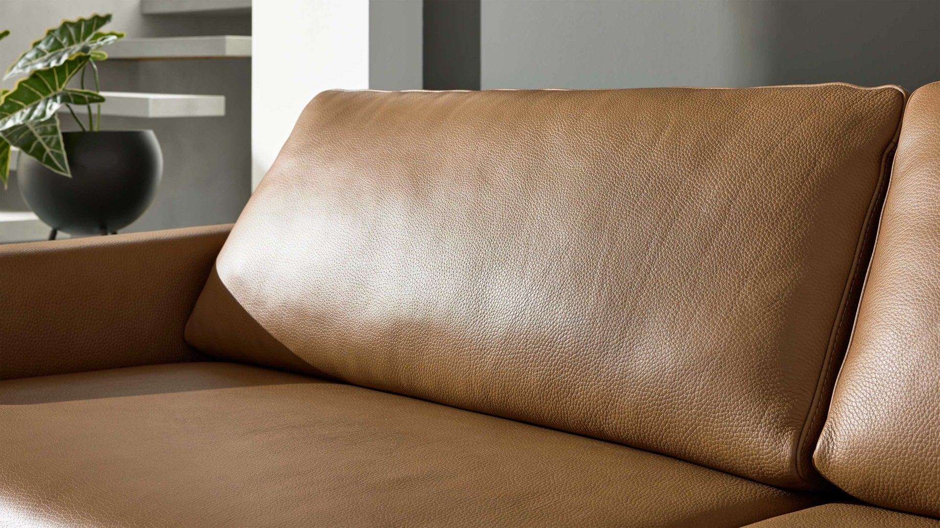 Zweisitzer Interliving aus Leder in Hellbraun Interliving Sofa Serie 4004 - Zweisitzer N80 fangofarbenes LongLife-Leder Z84-21 - Länge ca. 180 cm