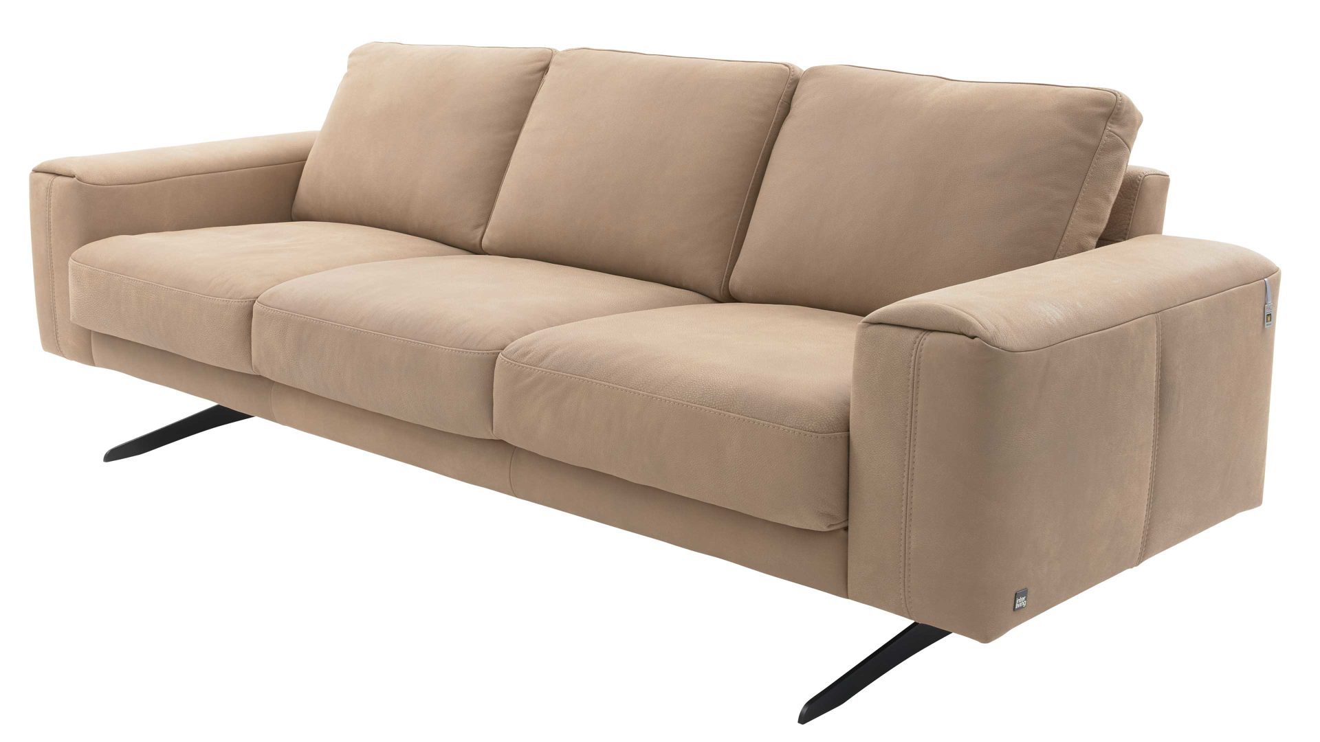 Dreisitzer Interliving aus Leder in Beige Interliving Sofa Serie 4004 - Dreisitzer P60 sandfarbenes LongLife-Leder Z78-49 - Länge ca. 222 cm