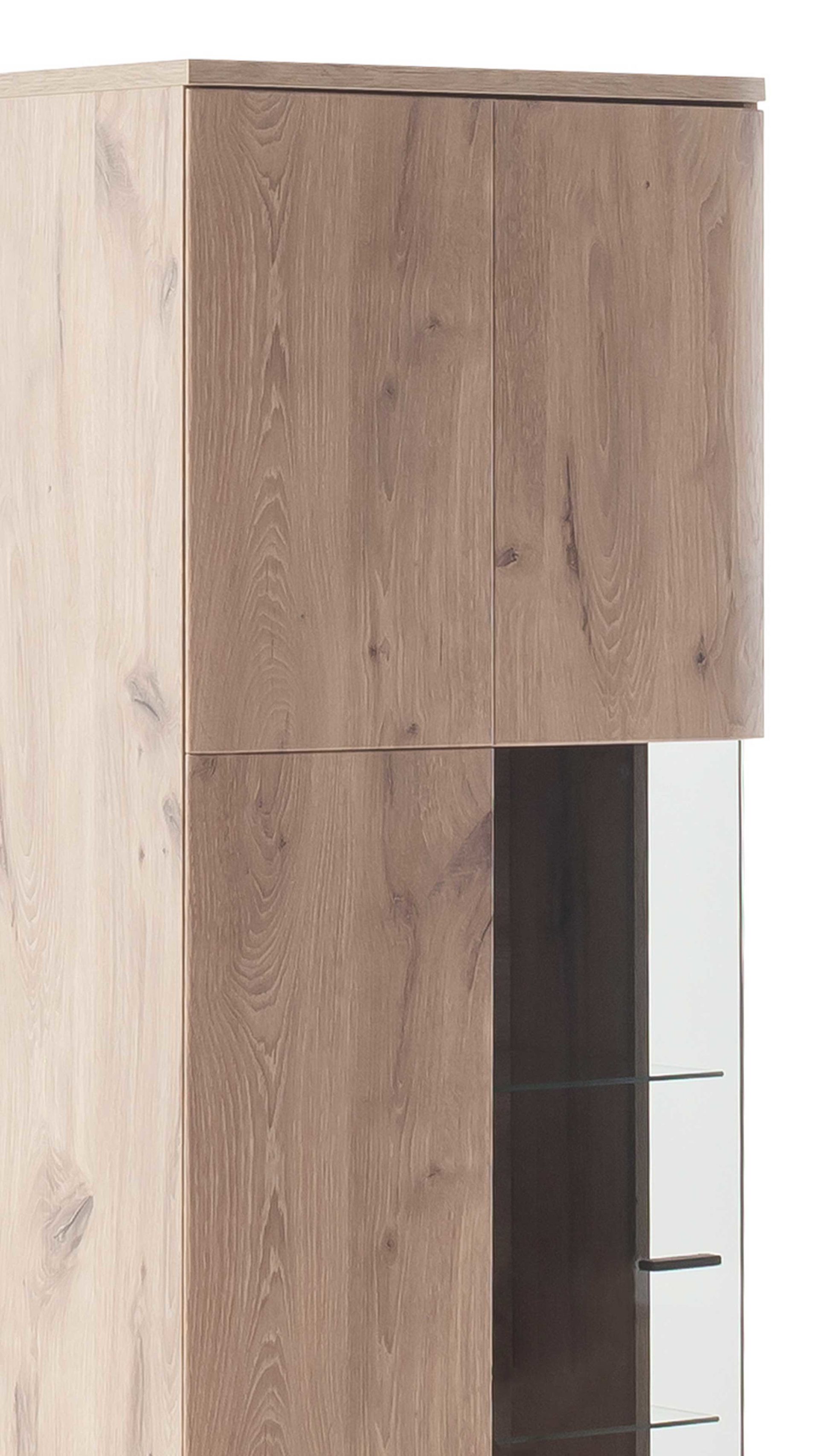 Vitrine Mca furniture aus Holz in Holzfarben Wohnprogramm Prato - Vitrine Viking Oak, eine Tür - Höhe ca. 199 cm