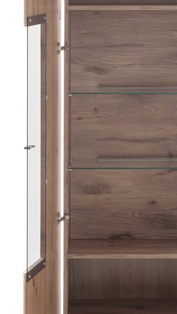 Vitrine Mca furniture aus Holz in Holzfarben Wohnprogramm Prato - Vitrine Viking Oak, eine Tür - Höhe ca. 199 cm