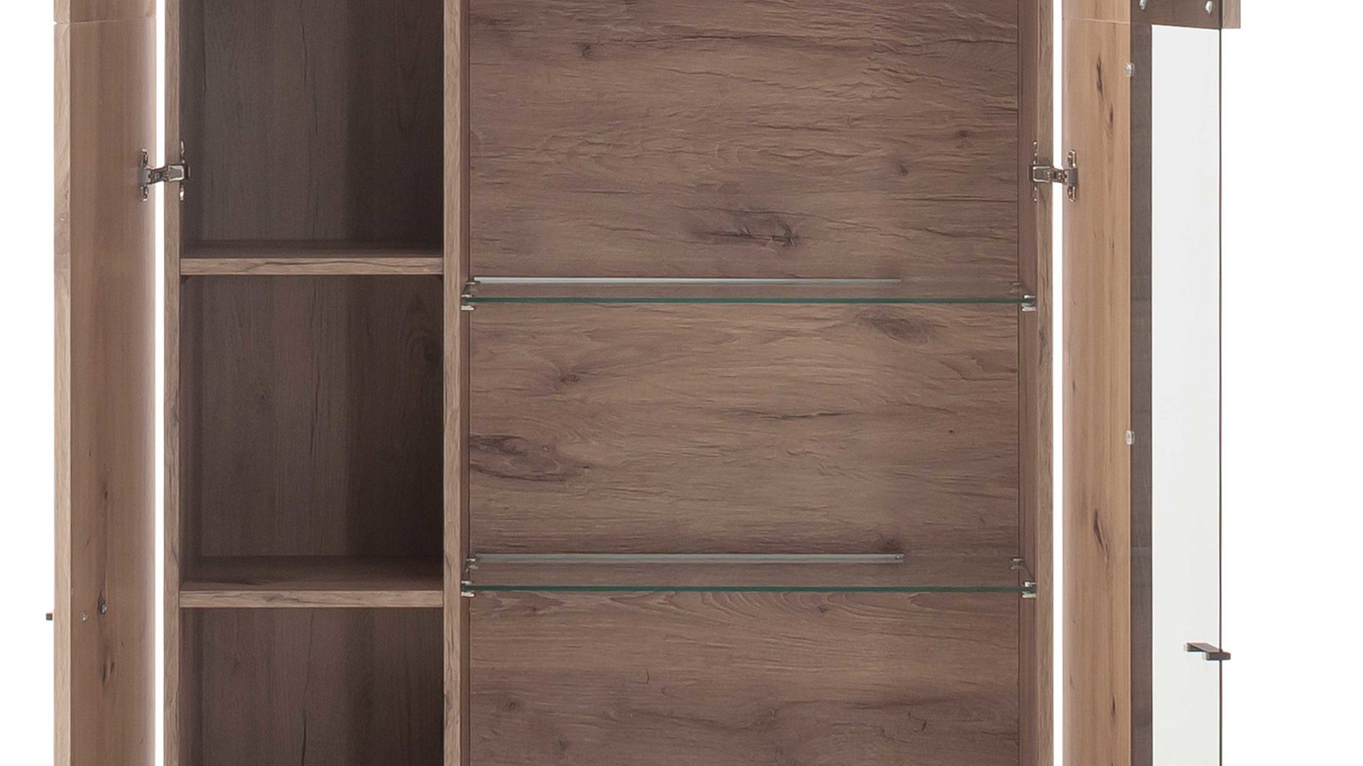 Vitrine Mca furniture aus Holz in Holzfarben Wohnprogramm Prato - Kombivitrine Viking Oak, zwei Türen - Höhe ca. 199 cm