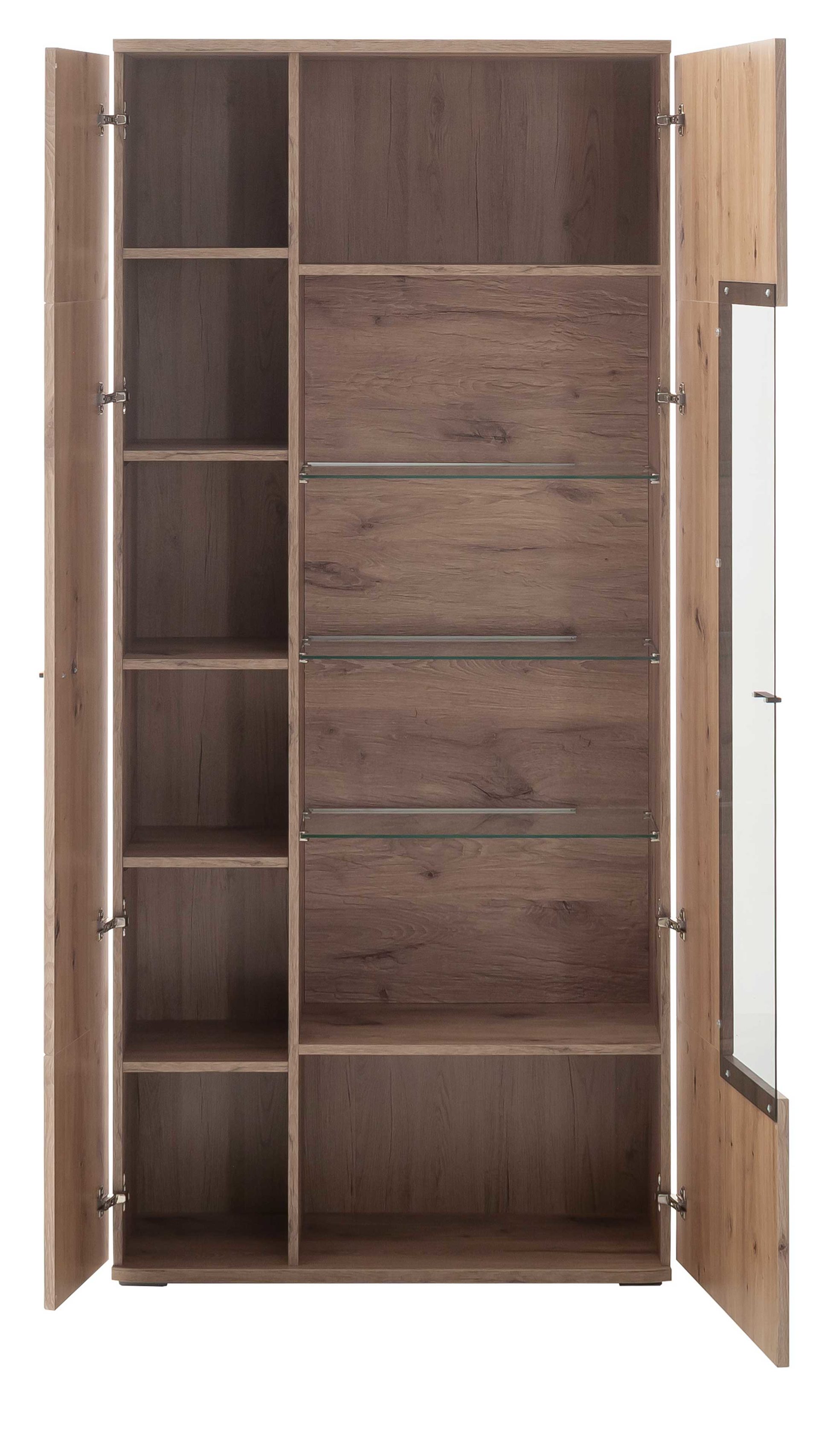 Vitrine Mca furniture aus Holz in Holzfarben Wohnprogramm Prato - Kombivitrine Viking Oak, zwei Türen - ca. 90 x 199 cm