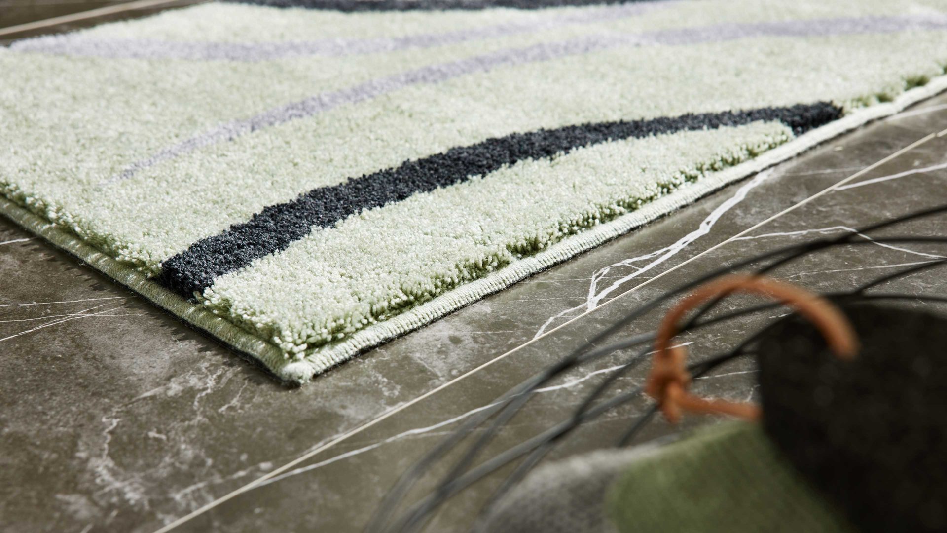 Badematte / Badeteppich Interliving aus Kunstfaser in Hellgrün Interliving Badteppich Serie 9111 jadefarben gemustert - ca. 50 x 60 cm