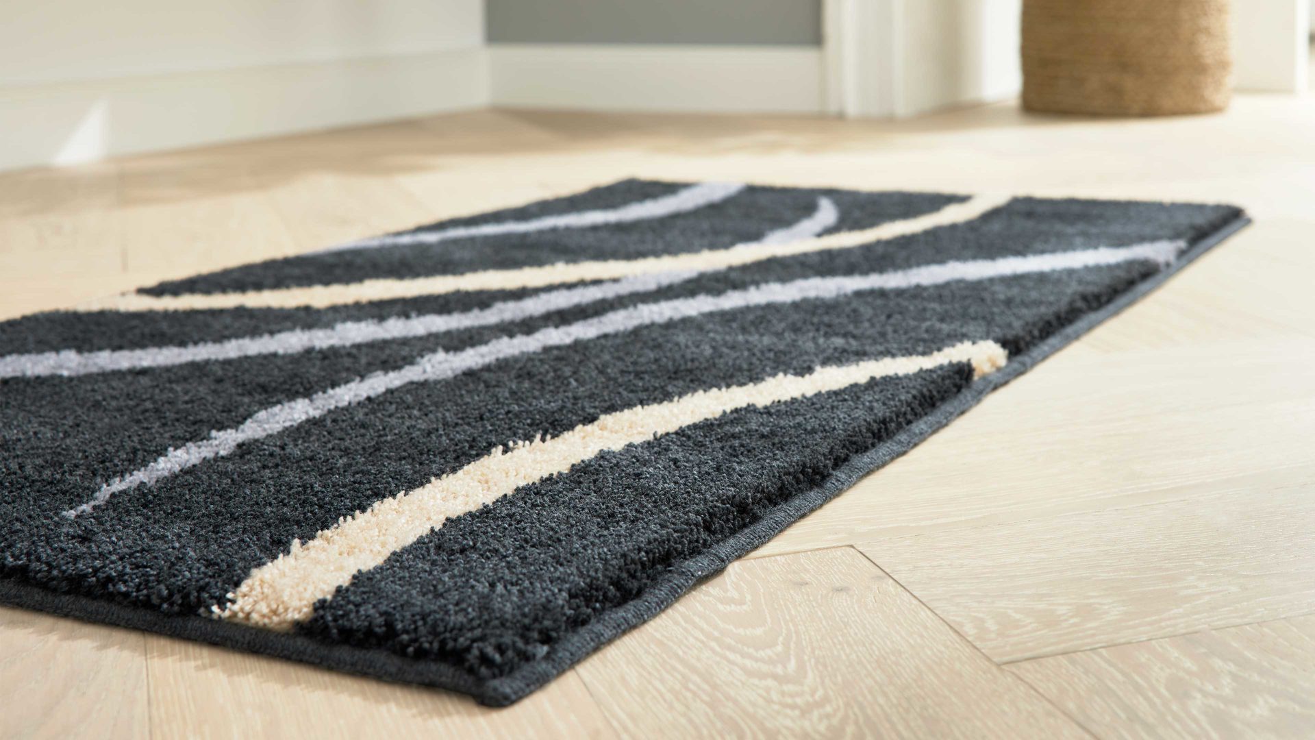 Badematte / Badeteppich Interliving aus Kunstfaser in Anthrazit Interliving Badteppich Serie 9111 anthrazitfarben gemustert - ca. 60 x 90 cm