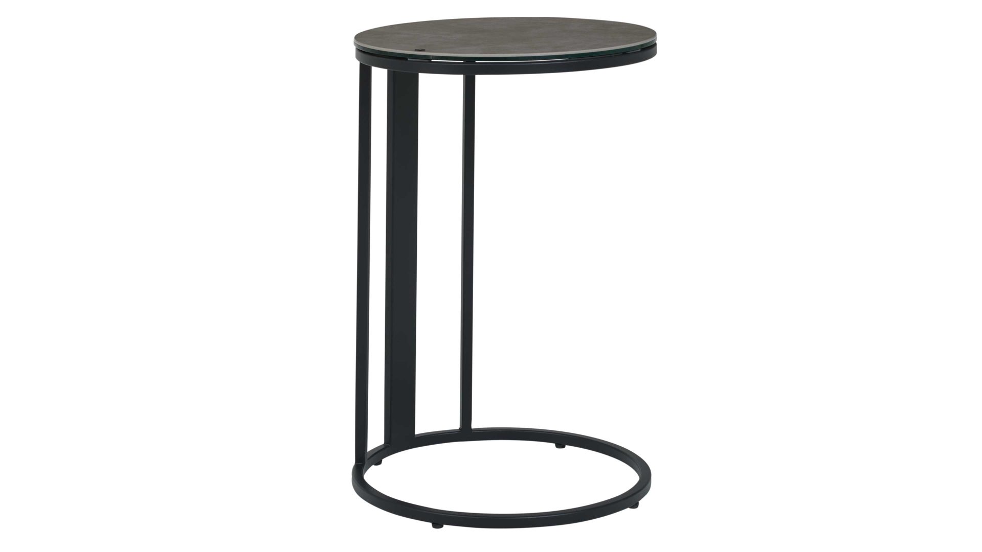 Beistelltisch Interliving aus Keramik in Grau Interliving Couchtisch Serie 6220 - Beistelltisch ET069AR zementgraue Keramik & schwarzer Stahl  - Durchmesser ca. 40 cm