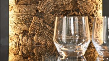 Wohnwand Interliving aus Holz in Holzfarben Interliving Wohnzimmer Serie 2025 - Wohnwand 83 Wildeiche, Anthrazit & Kork - dreiteilig, Breite ca. 325 cm