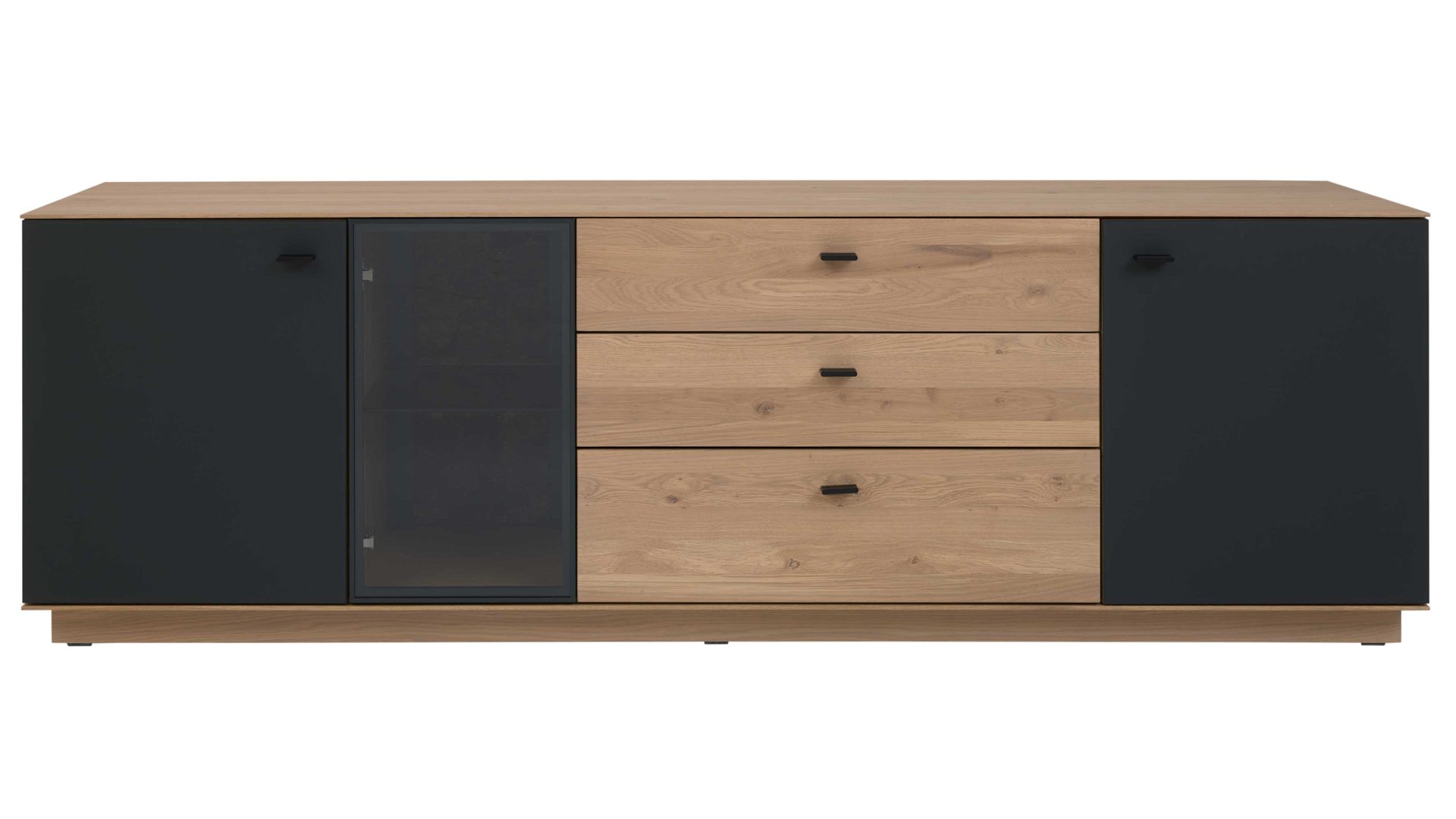 Lowboard Interliving aus Holz in Holzfarben Interliving Wohnzimmer Serie 2025 - Lowboard 32 Wildeiche, Anthrazit & Kork - Breite ca. 195 cm