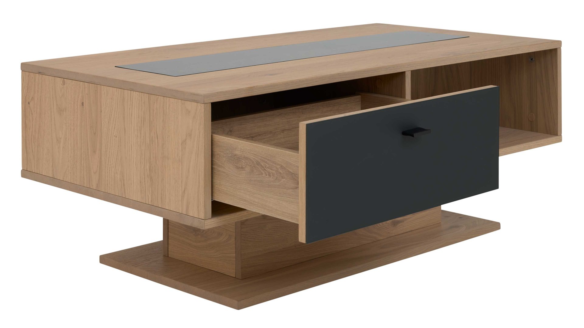 Couchtisch Interliving aus Holz in Holzfarben Interliving Wohnzimmer Serie 2025 - Couchtisch 02 Wildeiche, Anthrazit & Kork - ca. 115 x 65 cm