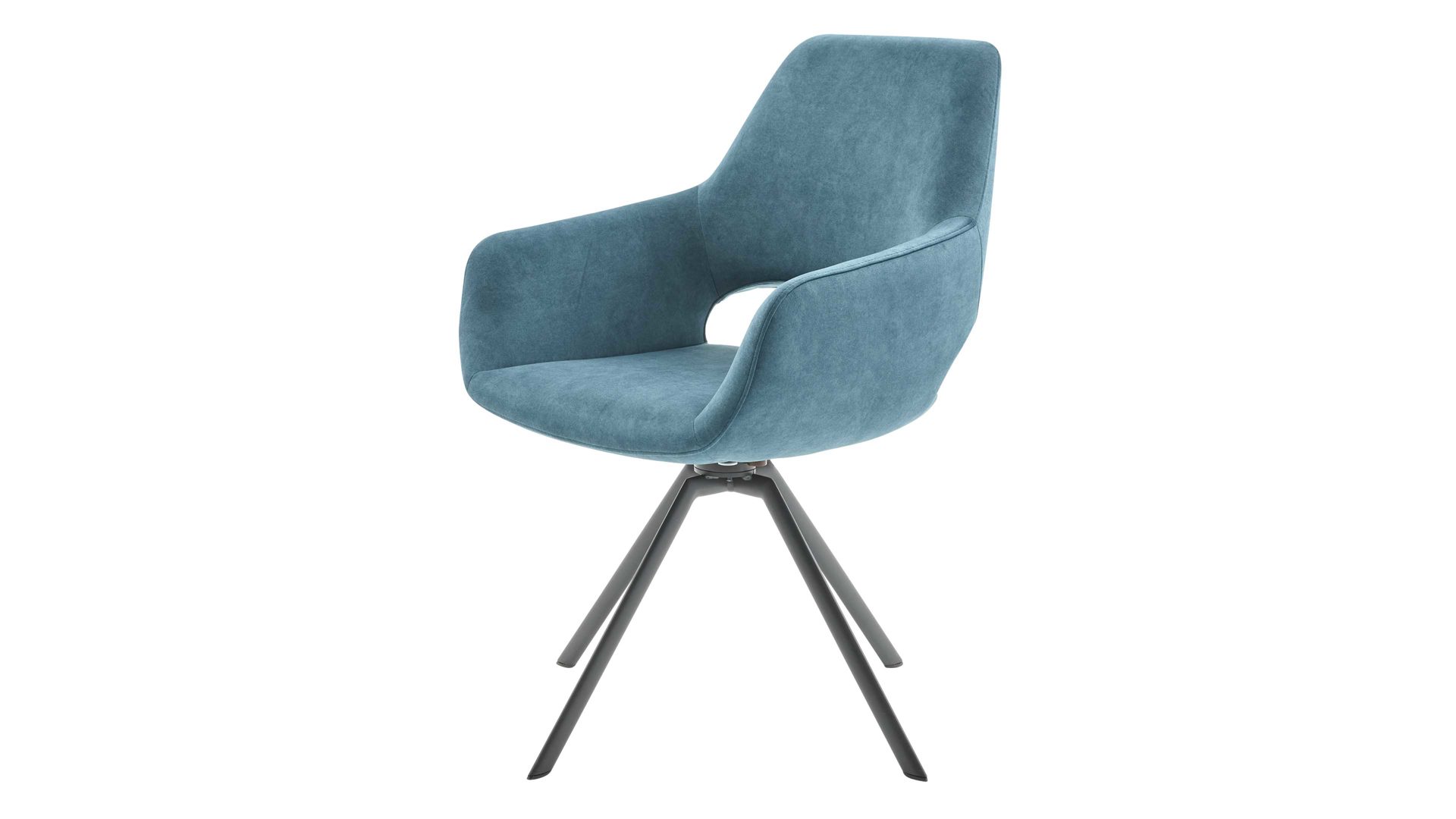 Polsterstuhl Interliving aus Kunstfaser in Petrol Interliving Esszimmer Serie 5112 - Schalenstuhl V231 petrolfarbene Mikrofaser Dubai PY & anthrazitfarbenes Metall
