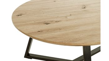 Couchtisch Haku aus MDF in Holzfarben Couchtisch Artisan Eiche & schwarzes Metallgestell - Durchmesser ca. 80 cm