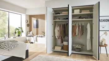 Kleiderschrank Interliving aus Holz in Dunkelgrau Interliving Kleiderschrank Serie 1207 – Kleiderschrank 98200 Manhattan - vier Türen, Breite ca. 200 cm