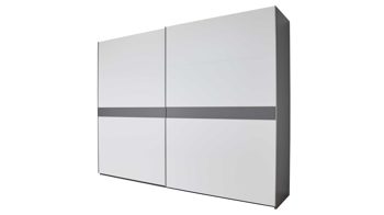 Kleiderschrank Interliving aus Holz in Weiß Interliving Kleiderschrank Serie 1207 – Schwebetürenschrank 913007 Weiß & Manhattan – zwei Türen, Breite ca. 301 cm