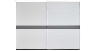 Kleiderschrank Interliving aus Holz in Weiß Interliving Kleiderschrank Serie 1207 – Schwebetürenschrank 913007 Weiß & Manhattan – zwei Türen, Breite ca. 301 cm