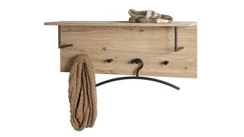 Wandgarderobe Haku aus MDF in Holzfarben Wandgarderobe Artisan Eiche & schwarzes Metall, mit Ablage - ca. 80 x 30 cm