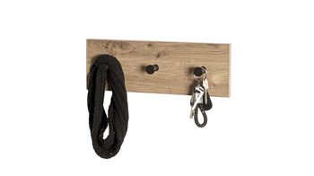 Wandgarderobe Haku aus MDF in Holzfarben Wandgarderobe Artisan Eiche & schwarzes Metall - ca. 35 x 12 cm