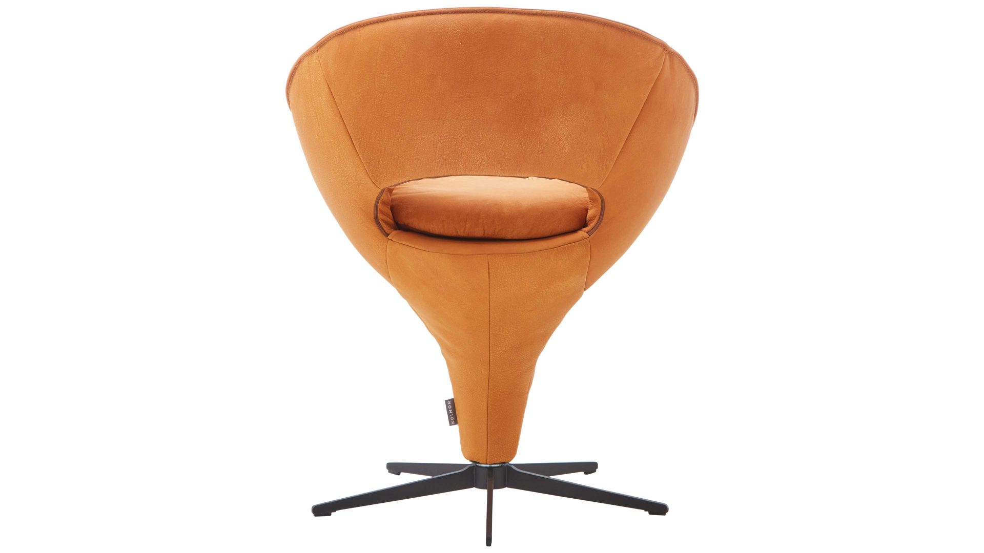 Polsterstuhl Koinor aus Leder in Orange KOINOR Dreh-Polsterstuhl sonnenfarbenes Leder India & mattschwarzes Fußkreuz