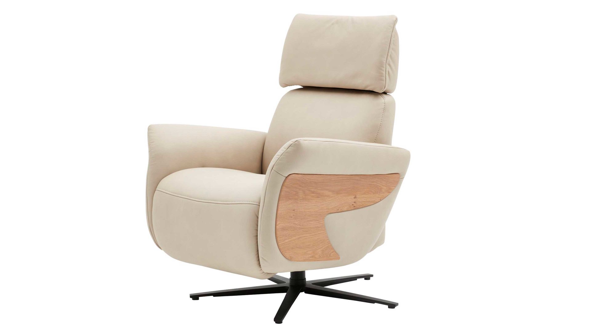 Relaxsessel comfortmaster besser sitzen, liegen, leben aus Leder in Weiß Comfortmaster 7151 - Relaxsessel 36V44 manuell - klifffarbenes LongLife-Leder LG 24 & anthrazitfarbener Sternfuß