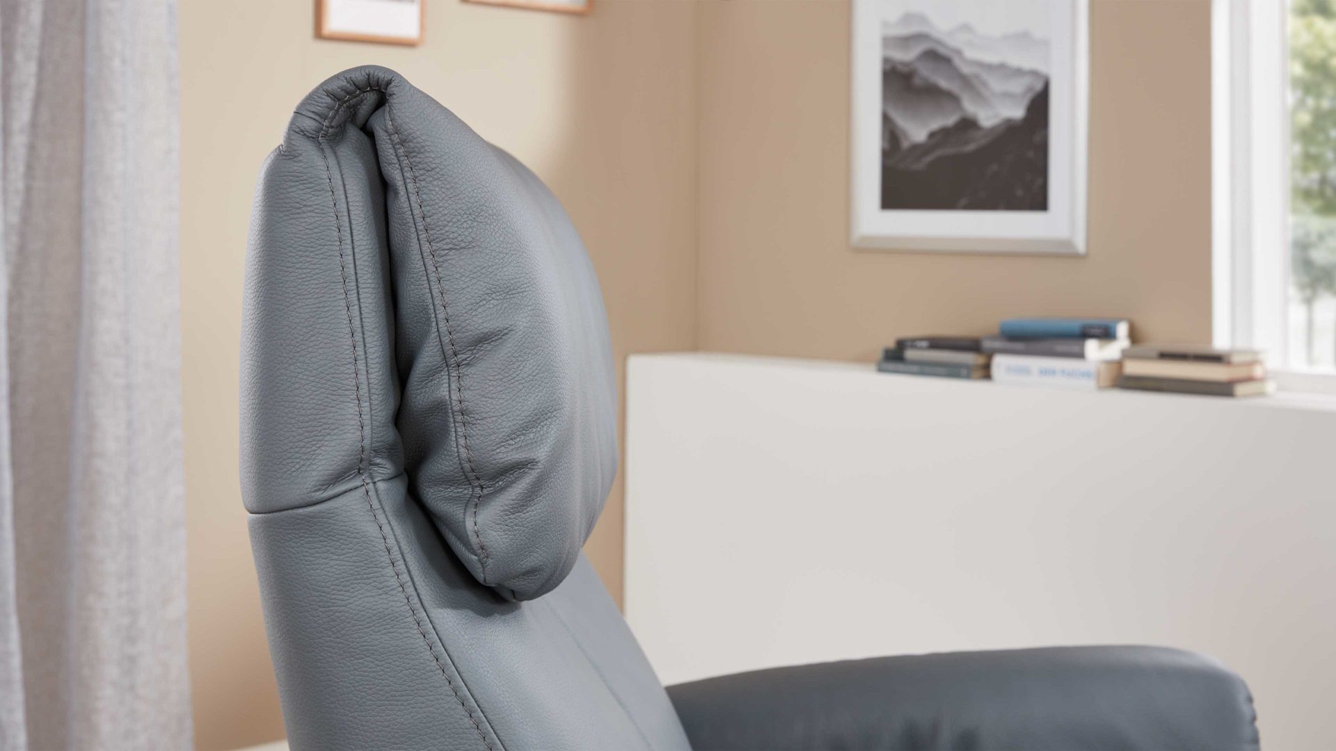 Relaxsessel comfortmaster besser sitzen, liegen, leben aus Leder in Blau Comfortmaster 7446 - Relaxsessel 56V44 blaues LongLife-Leder Rustika & anthrazitfarbener Sternfuß