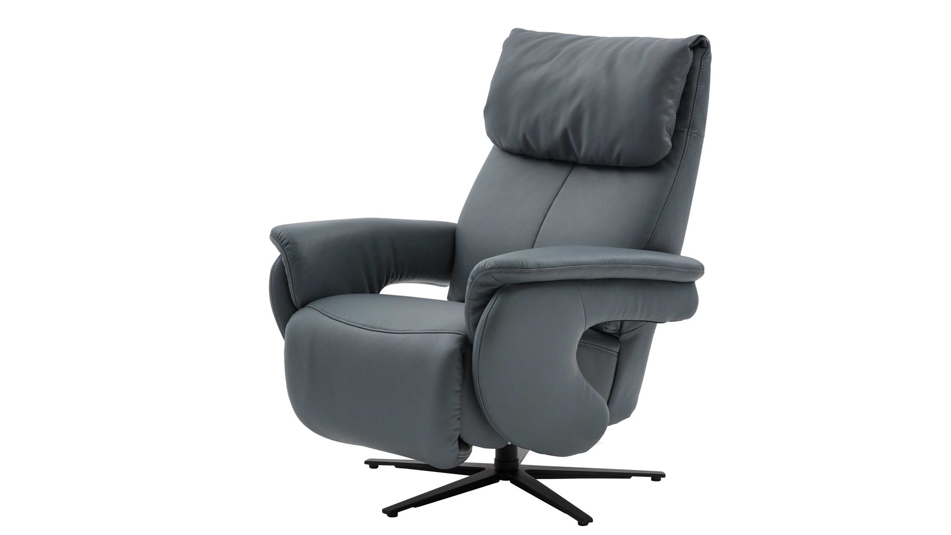 Relaxsessel comfortmaster besser sitzen, liegen, leben aus Leder in Blau Comfortmaster 7446 - Relaxsessel 56V44 blaues LongLife-Leder Rustika & anthrazitfarbener Sternfuß