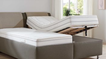 Polsterbett comfortmaster besser sitzen, liegen, leben aus Stoff in Grün Comfortmaster Tara 2.0 - Polsterbett khakifarbenes Flachgewebe 281400 – Liegefläche ca. 180 x 200 cm