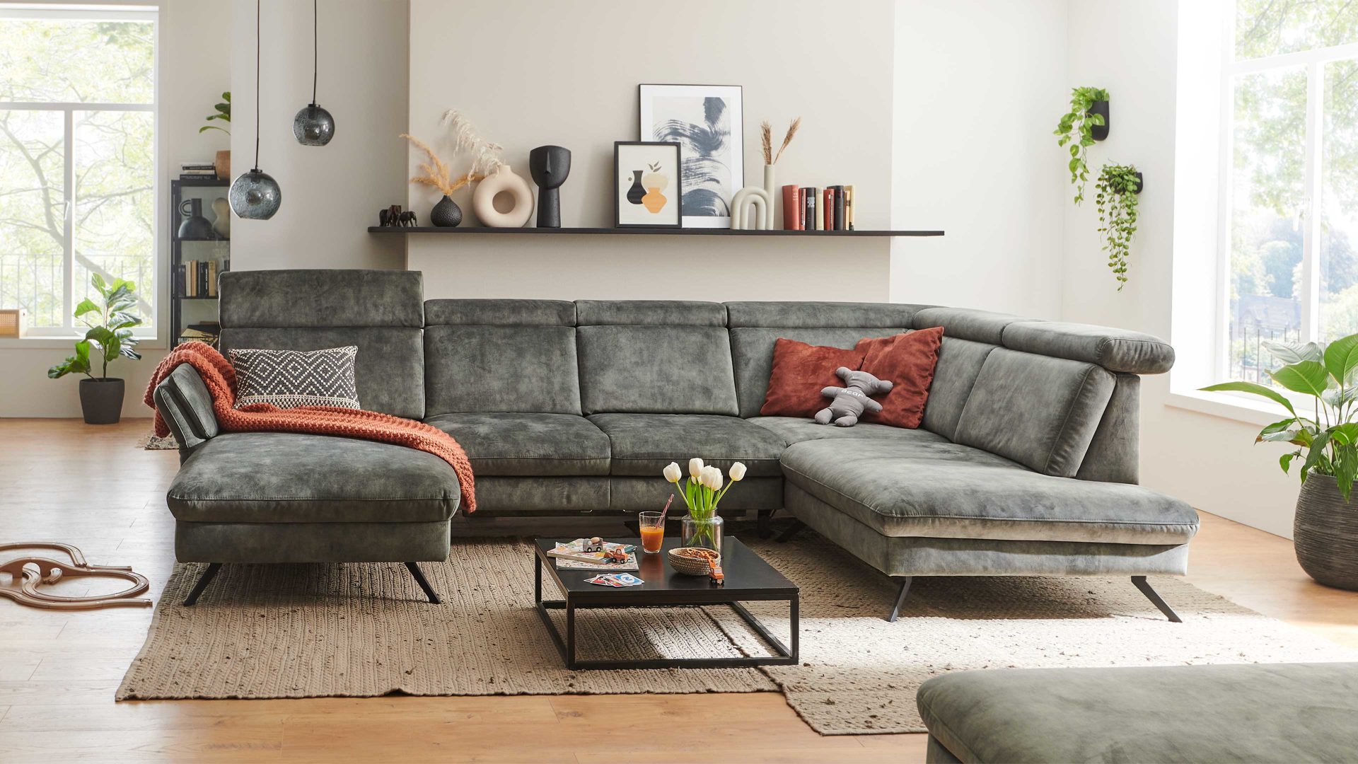 Modulmaster MM-ZE1162 - Wohnlandschaft mit Federkern, moosfarbener 