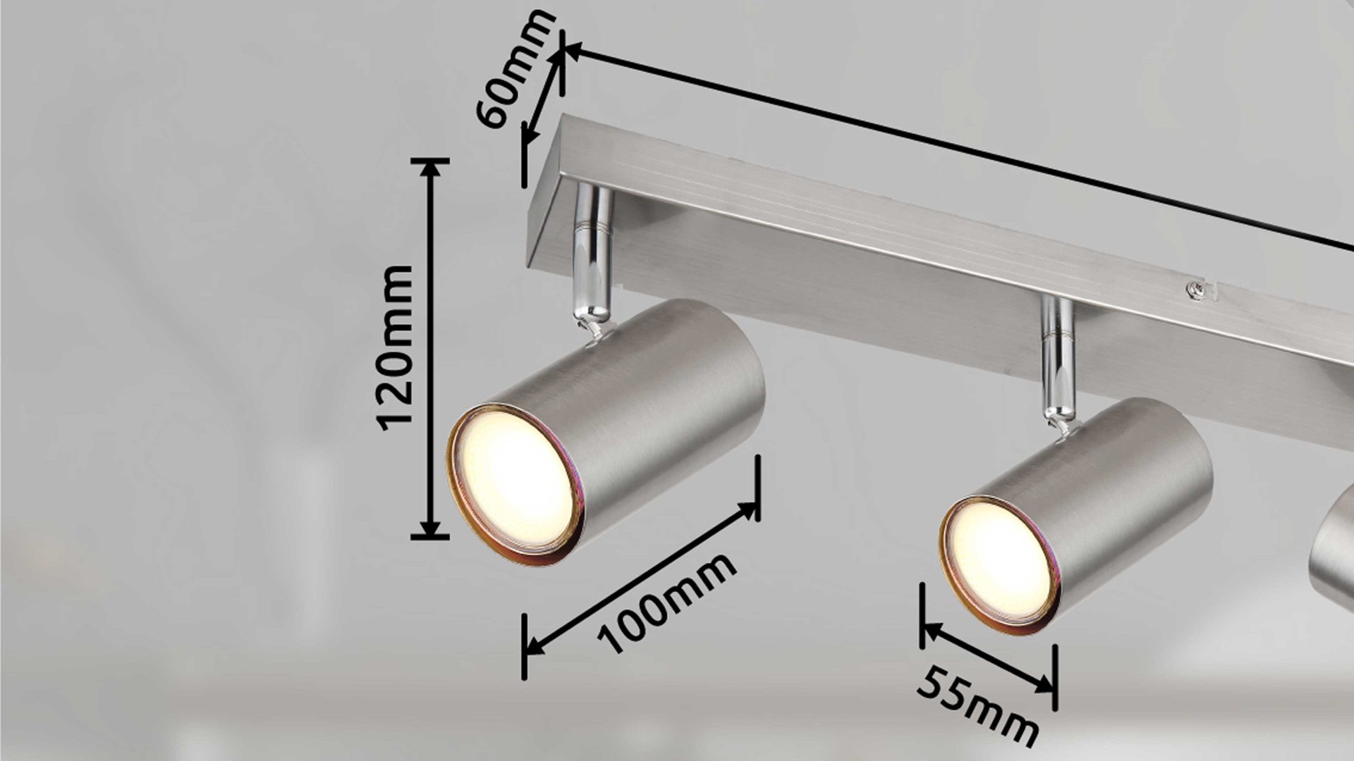 Strahler / Spot Globo lighting aus Metall in Schwarz GLOBO Deckenstrahler Robby Mattschwarz - drei Spots, Länge  ca. 41 cm