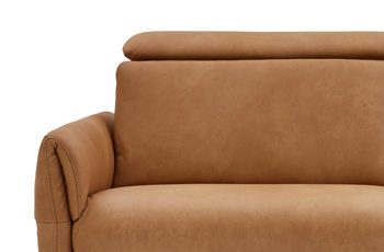 Zweisitzer Steinpol polsteria aus Leder in Hellbraun Polsterprogramm Trapani - Zweisitzer honigfarbenes Leder & schwarze Metallkufe - Breite ca. 186 cm