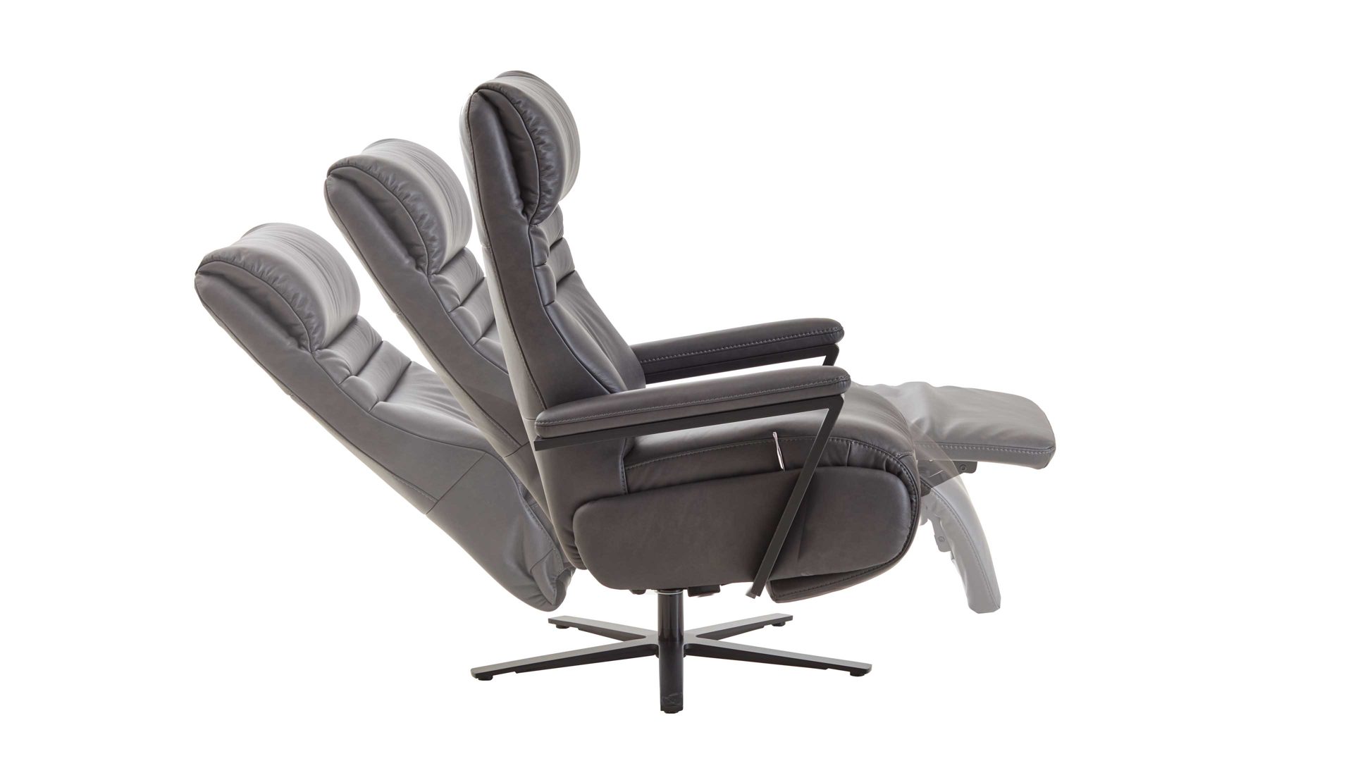 Relaxsessel Steinpol polsteria aus Leder in Anthrazit Polsterprogramm Trapani Lounge RelaXX - Relaxsessel anthrazitfarbenes Leder & Metallsternfuß