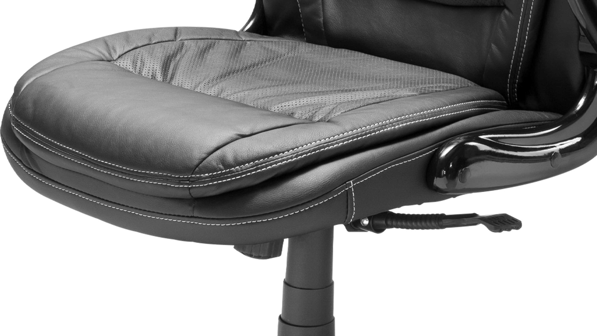 Chefsessel KAWOO aus Kunstleder in Schwarz KAWOO Drehstuhl Freiburg schwarzes Kunstleder & schwarzes Drehkreuz