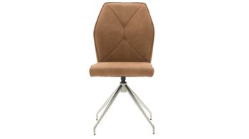 Vierfußstuhl Interliving aus Kunstfaser in Hellbraun Interliving Esszimmer Serie 5104 – Polsterstuhl mit Drehfunktion bernsteinfarbene Mikrofaser Amber & Edelstahl