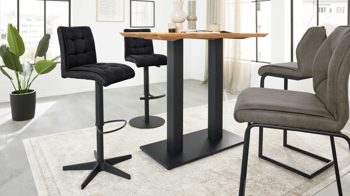 Barstuhl Interliving aus Kunstfaser in Schwarz Interliving Esszimmer Serie 5104 – Barstuhl BL52 mit Drehfunktion carbonschwarze Mikrofaser Night & mattschwarzer Sternfuß