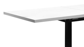 Auszugtisch Mäusbacher aus Holz in Weiß Tisch-Serie Big Bistro - Auszugtisch mattweißer Lack & schwarzes Metall - ca. 120-160 x 65 cm