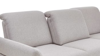 Ecksofa Dietsch. aus Stoff in Hellgrau Polsterprogramm Tiamo Plus - Ecksofa mit Extras silberfarbener Bezug Chrono & Metallfüße 4.28 - Stellfläche ca. 270 x 210 cm