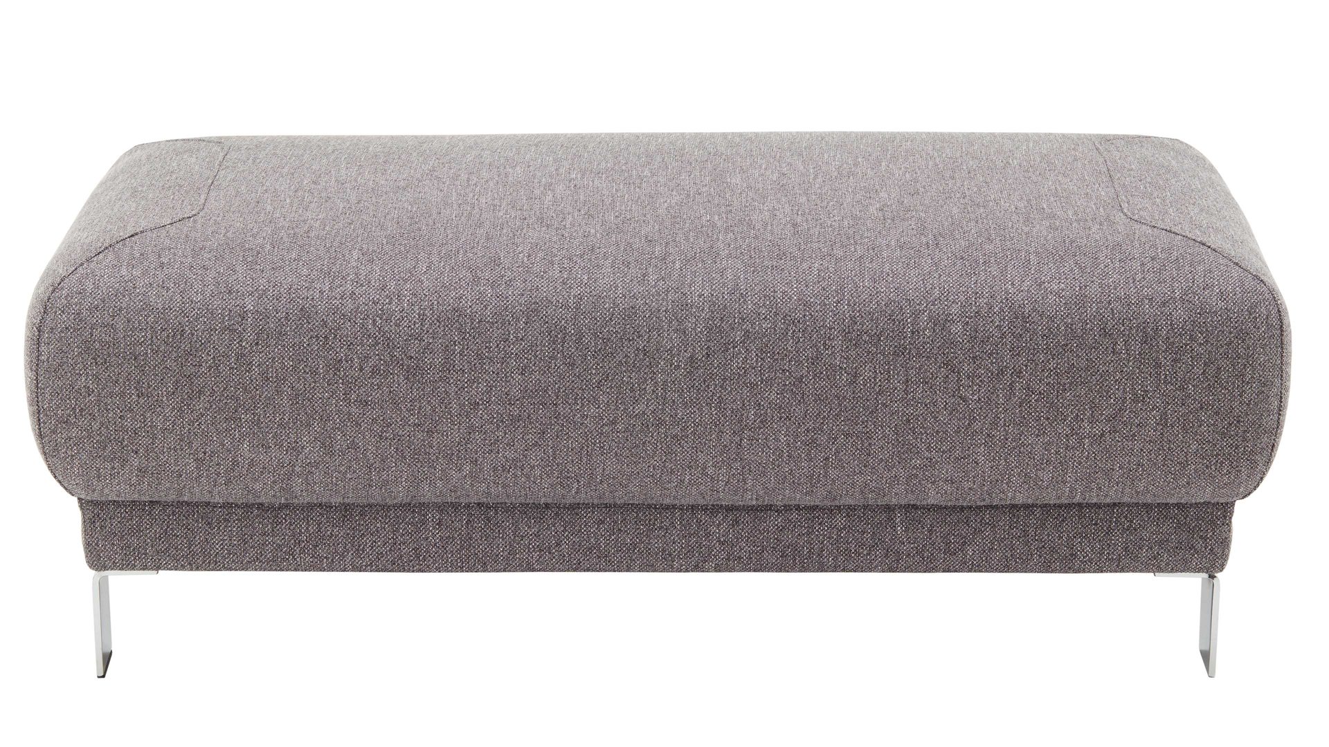 Polsterhocker Dietsch. aus Stoff in Grau Polsterprogramm Tiamo Plus - XXL-Polsterhocker platinfarbener Bezug Chrono & Metallfüße 4.31 - ca. 125 x 65 cm