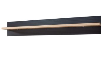 Wandregal Ideal möbel aus Holz in Dunkelgrau Wandregal Manhattan Grau & Eiche Artisan – Länge ca. 200 cm