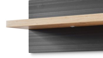 Wandregal Ideal möbel aus Holz in Dunkelgrau Wandregal Manhattan Grau & Eiche Artisan – Länge ca. 133 cm