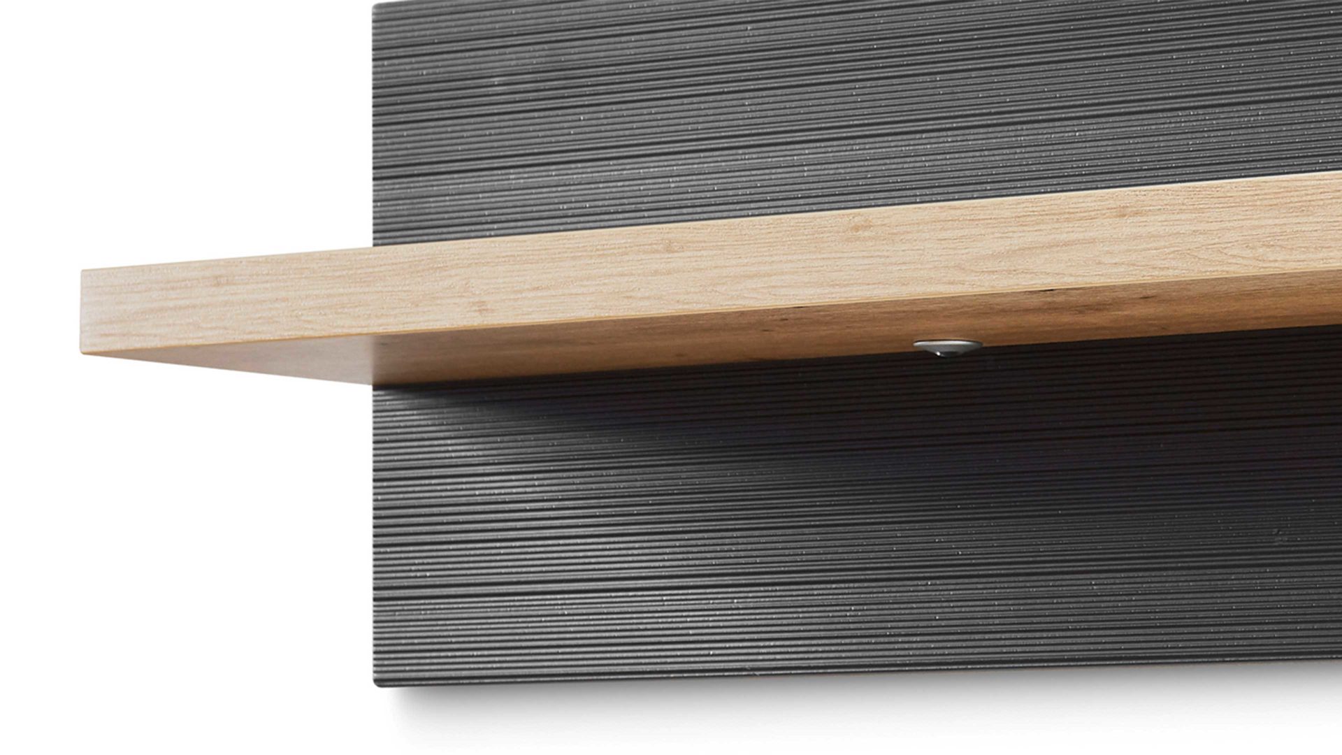 Wandregal Ideal möbel aus Holz in Dunkelgrau Wandregal Manhattan Grau & Eiche Artisan – Länge ca. 200 cm