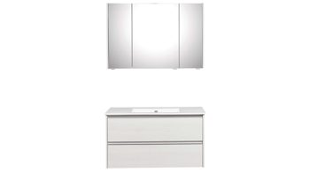 Badmöbel-Set Pelipal aus Holz in Weiß pelipal Serie 6040 - Badmöbel-Set weiße Eiche – dreiteilig