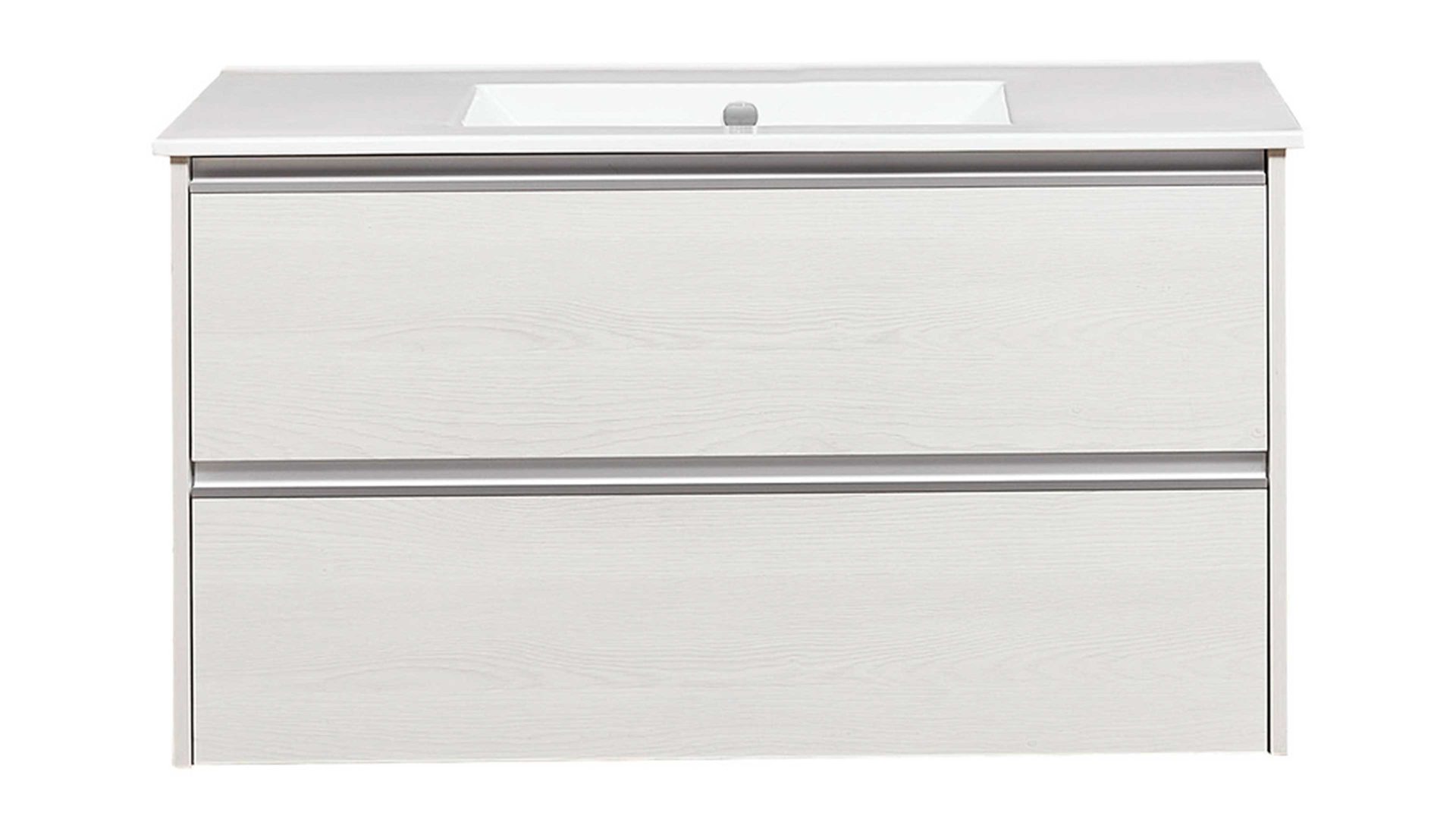 Waschbeckenunterschrank Pelipal aus Holz in Weiß pelipal Serie 6040 - Waschtischunterschrank weiße Eiche – zwei Auszüge, Breite ca. 98 cm