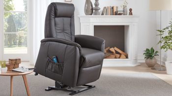 Fernsehsessel OrthoSedis aus Leder in Dunkelbraun OrthoSedis 9107 - Fernsehsessel 23T motorisch mit Aufstehhilfe - kaffeefarbenes LongLife-Leder Rustika 24