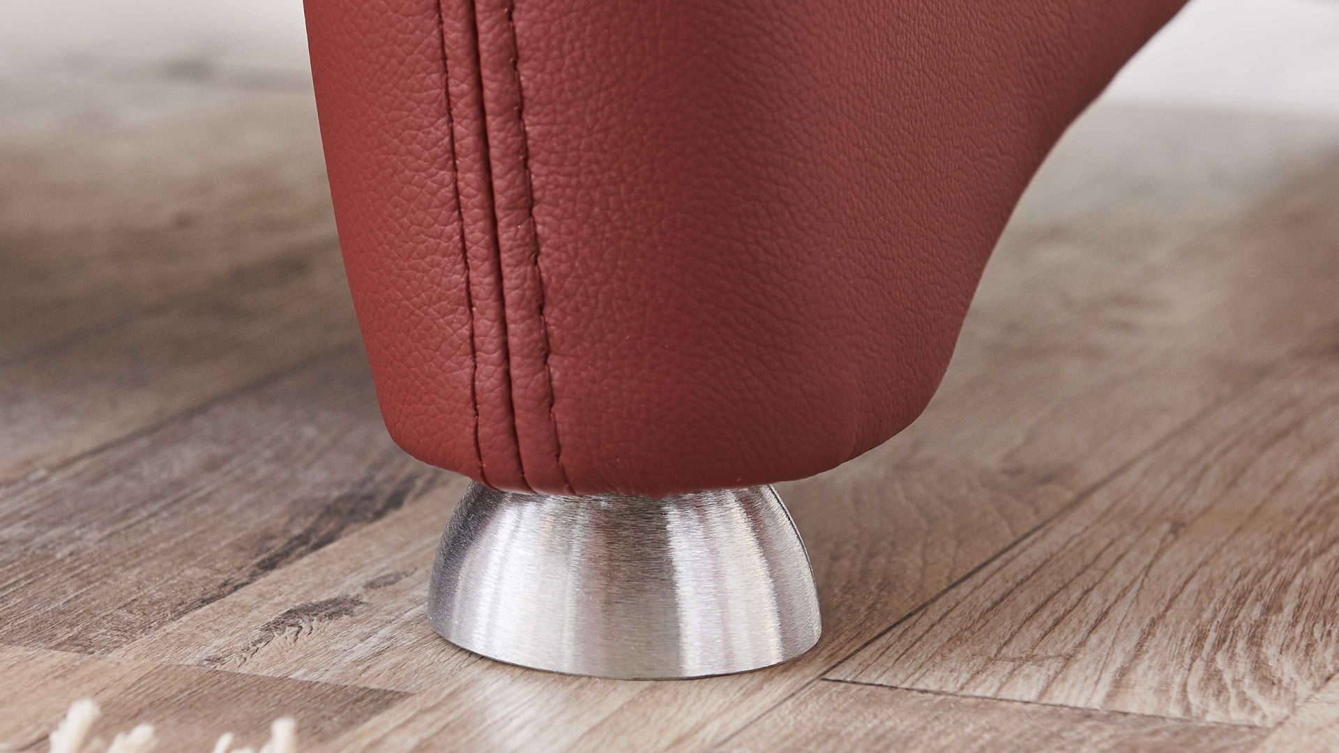 Dreisitzer OrthoSedis aus Leder in Rot OrthoSedis OS-PN1120 - Dreisitzer brombeerfarbenes Leder Torro & Metallfüße - Länge ca. 194 cm