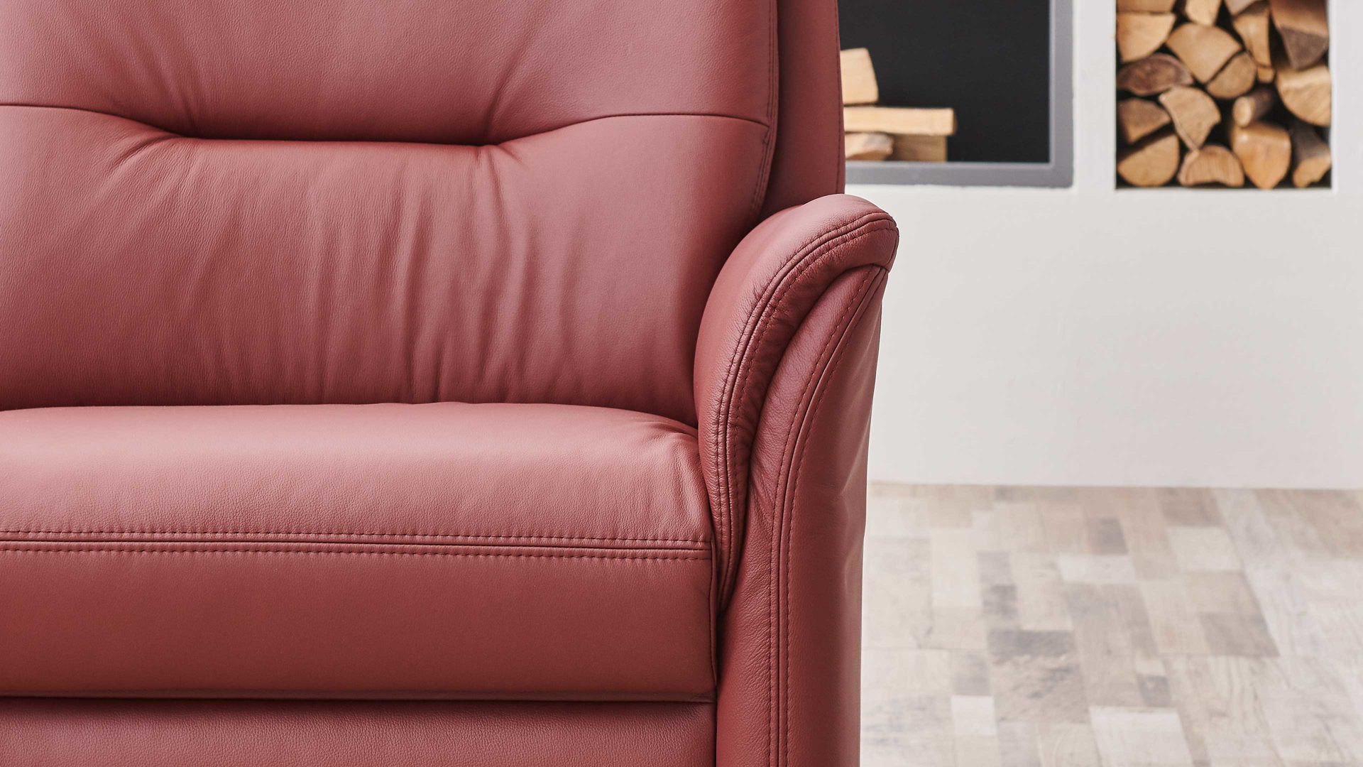 Polstersessel OrthoSedis aus Leder in Rot OrthoSedis OS-PN1120 - Polstersessel brombeerfarbenes Leder Torro & Metallfüße