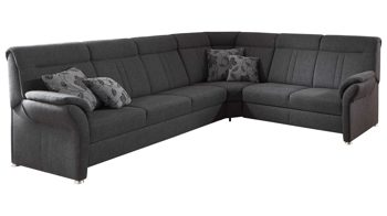 Ecksofa OrthoSedis aus Stoff in Anthrazit OrthoSedis OS-PP1003 - Ecksofa anthrazitfarbenes Flachgewebe Vincent & Metallfüße - Stellfläche ca. 306 x 248 cm
