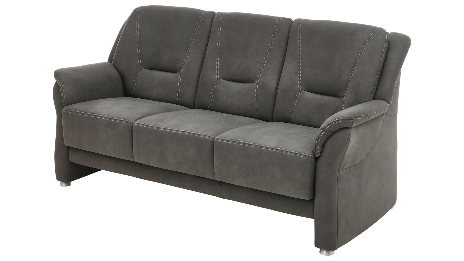 Dreisitzer OrthoSedis aus Stoff in Dunkelgrau OrthoSedis OS-PP1133 - Dreisitzer graue Mikrofaser Feeling & Metallfüße - Länge ca. 198 cm