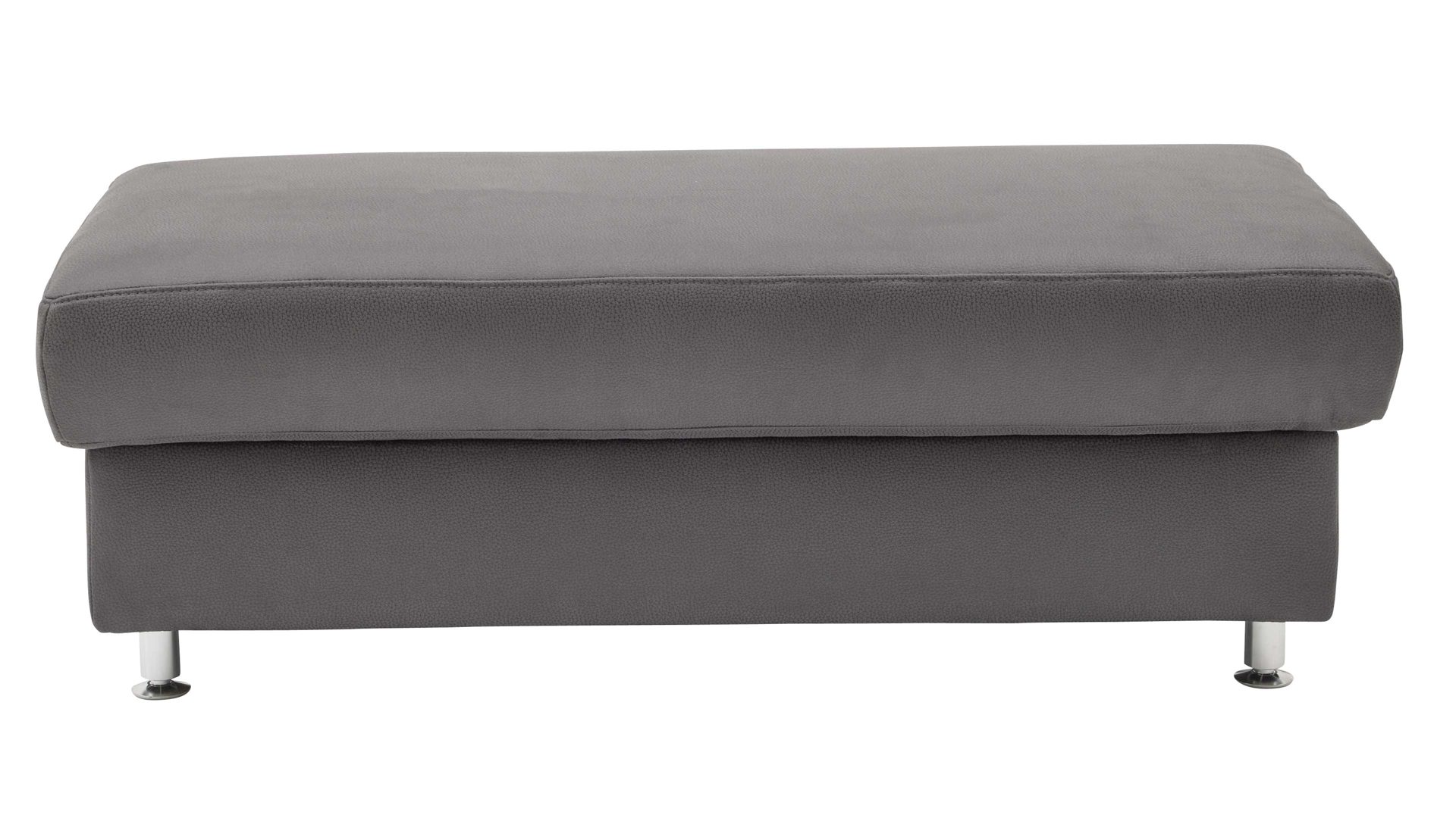 Polsterhocker modulmaster aus Stoff in Dunkelgrau Modulmaster MM-ZE1059 - XXL Polsterhocker stahlfarbene Mikrofaser Holiday & matte Metallfüße - ca. 130 x 65 cm