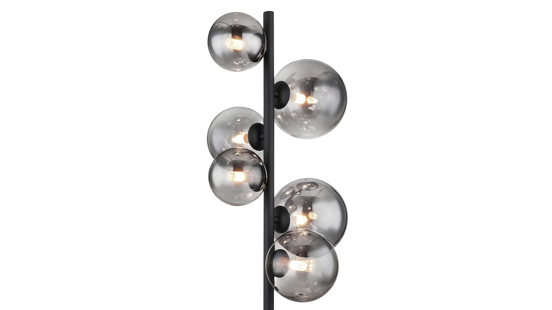 Stehleuchte Globo lighting aus Glas in Schwarz GLOBO Lampe-Serie Riha - Stehleuchte Rauchglas & mattschwarzes Metall - Höhe ca. 155 cm