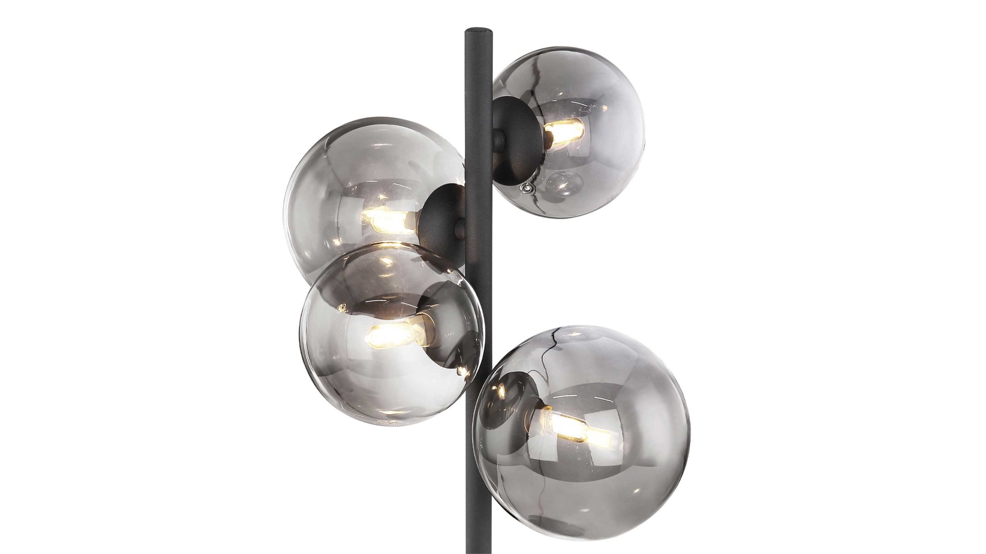 Tischleuchte Globo lighting aus Glas in Schwarz GLOBO Lampe-Serie Riha - Tischleuchte Rauchglas & mattschwarzes Metall - Höhe ca. 48 cm