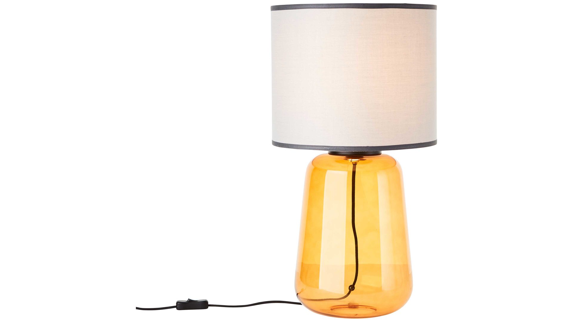 Tischleuchte Brilliant aus Glas in Gelb Brilliant Lampen-Serie Hydra - Tischleuchte gelbes Glas & grauer Stoff - Höhe ca. 57 cm